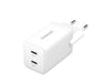 Intenso Power Adapter W40CC GaN, USB-C Power Supply with 2 USB-C Ports, 40 Watts and GaN Technology, White
