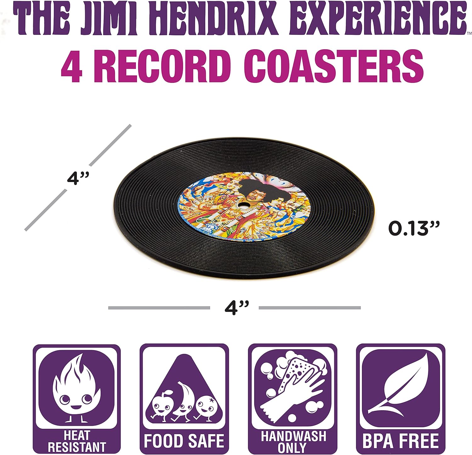 AQUARIUS Jimi Hendrix Coasters - Funny Coasters - Fun for Decorations - Coasters for Drinks - Officially Licensed Merchandise