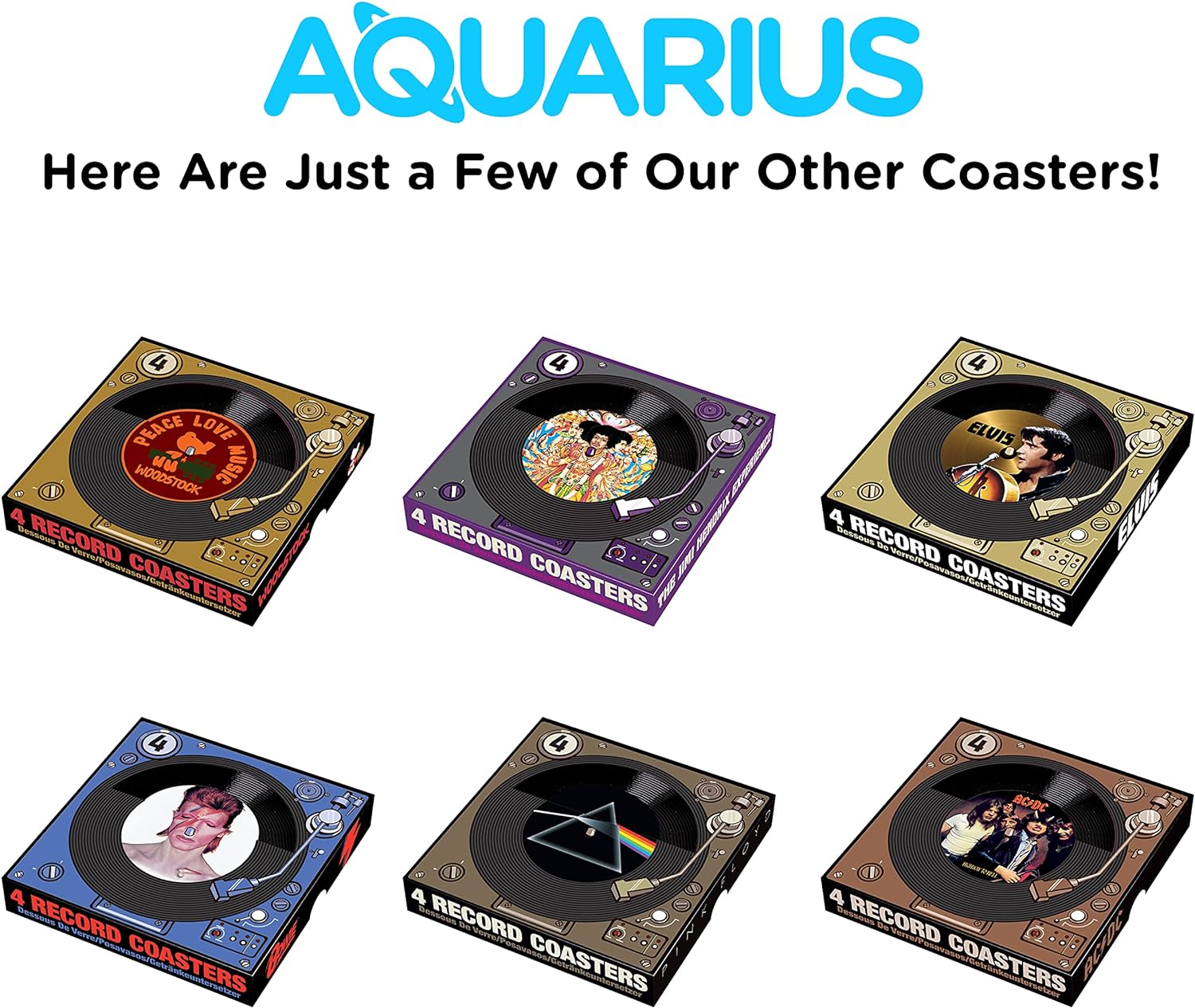 AQUARIUS Jimi Hendrix Coasters - Funny Coasters - Fun for Decorations - Coasters for Drinks - Officially Licensed Merchandise
