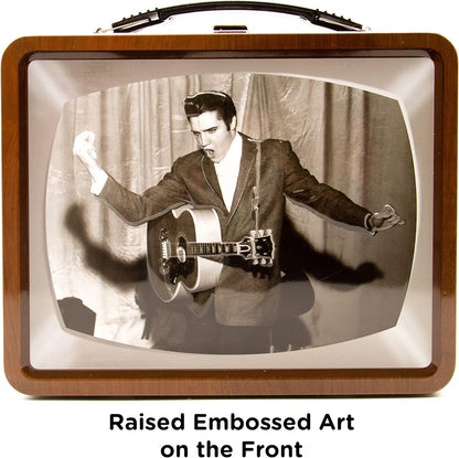 AQUARIUS Elvis TV Fun Box - Sturdy Tin Storage Box with Plastic Handle & Embossed Front Cover - Officially Licensed Elvis Merchandise & Collectible Gift