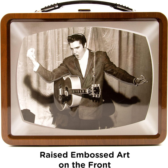 AQUARIUS Elvis TV Fun Box - Sturdy Tin Storage Box with Plastic Handle & Embossed Front Cover - Officially Licensed Elvis Merchandise & Collectible Gift