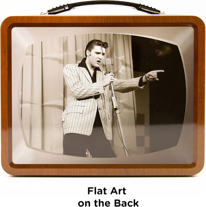 AQUARIUS Elvis TV Fun Box - Sturdy Tin Storage Box with Plastic Handle & Embossed Front Cover - Officially Licensed Elvis Merchandise & Collectible Gift