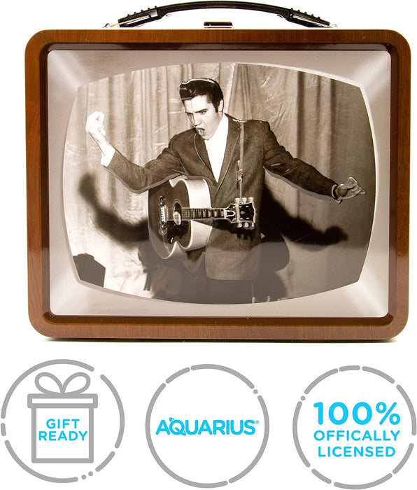 AQUARIUS Elvis TV Fun Box - Sturdy Tin Storage Box with Plastic Handle & Embossed Front Cover - Officially Licensed Elvis Merchandise & Collectible Gift