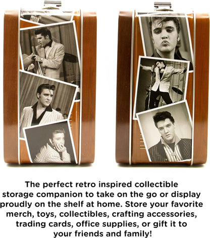 AQUARIUS Elvis TV Fun Box - Sturdy Tin Storage Box with Plastic Handle & Embossed Front Cover - Officially Licensed Elvis Merchandise & Collectible Gift
