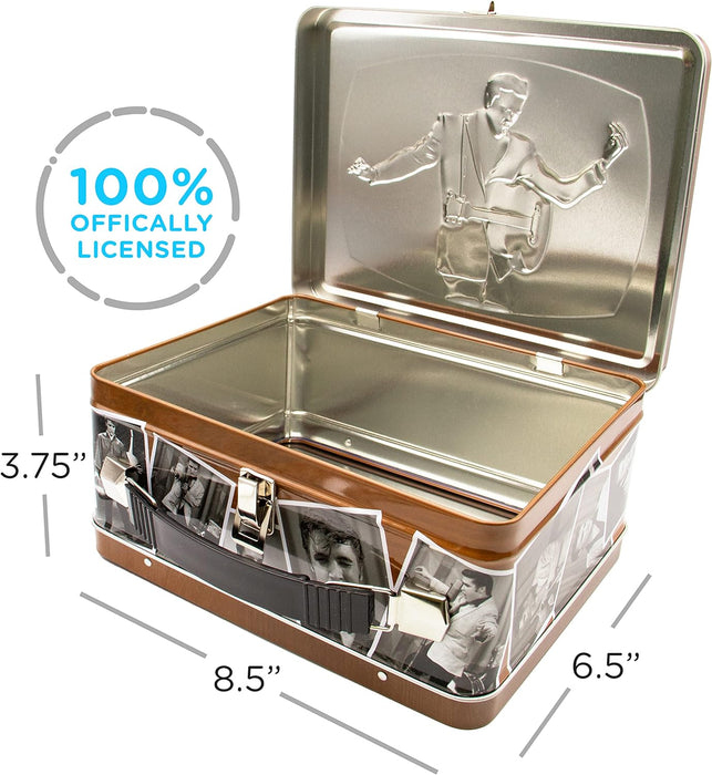 AQUARIUS Elvis TV Fun Box - Sturdy Tin Storage Box with Plastic Handle & Embossed Front Cover - Officially Licensed Elvis Merchandise & Collectible Gift