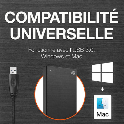 Seagate One Touch, 2TB, portable external hard drive, PC, Notebook & Mac, USB 3.0, Black, incl. 2 years Rescue Service (STKY2000400