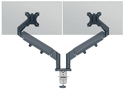 Leitz Ergo Space Saving Double Monitor Arm, Dark Grey Monitor Arm for Two Monitors Up to 32", Velvet Grey, 65370089