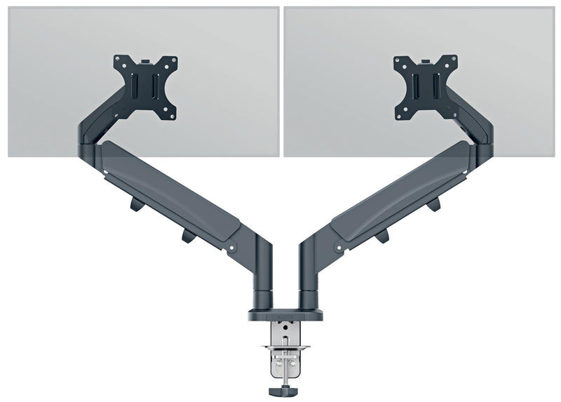 Leitz Ergo Space Saving Double Monitor Arm, Dark Grey Monitor Arm for Two Monitors Up to 32", Velvet Grey, 65370089