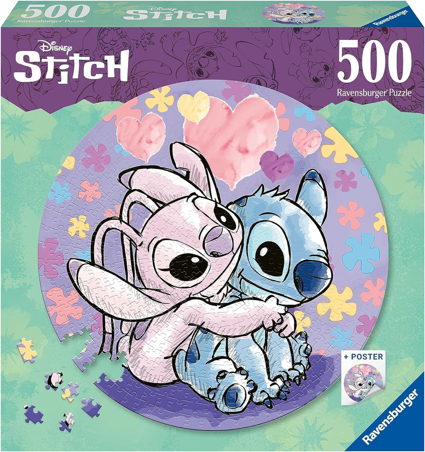 Ravensburger Disney Stitch Gifts - Circular 500 Piece Jigsaw Puzzle for Adults and Kids Age 10 Years Up