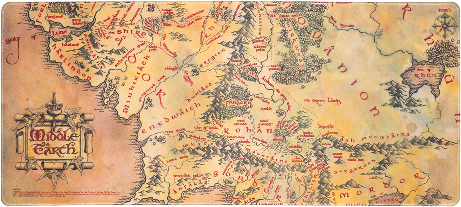 Grupo Erik The Lord Of The Rings XXL Mouse Mat | Desk Pad | 31.5" x 13.78" | Non-Slip Rubber Base Mouse Pad, Gaming Mouse Pad, Keyboard Mouse Mat | Lord Of The Rings Gifts LOTR