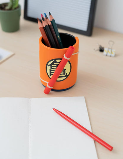 Grupo Erik Official Dragon Ball Pen Holder With Power Pole (Nyoibō) Pen | Pen Holder For Desk With Pen | Dragon Ball Gifts | Dragon Ball Merchandise | Goku Gifts | Pen Pot | Pencil Pot