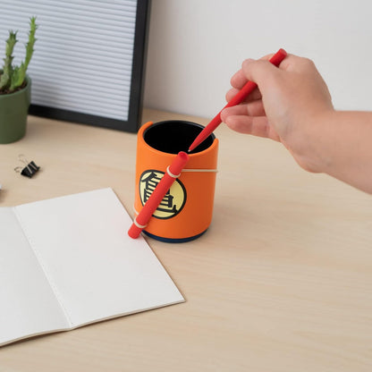 Grupo Erik Official Dragon Ball Pen Holder With Power Pole (Nyoibō) Pen | Pen Holder For Desk With Pen | Dragon Ball Gifts | Dragon Ball Merchandise | Goku Gifts | Pen Pot | Pencil Pot