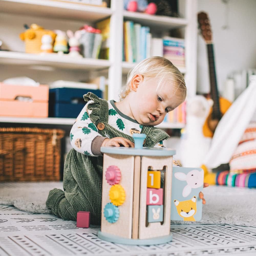 Bigjigs Toys, FSC Certified Rolling Activity Centre, Wooden Toys, Baby Activity Centres, Wooden Shape Sorter, Toddler Toys, Baby Toys, Baby Wooden Toys, Wooden Activity Cube For 1 Year Olds