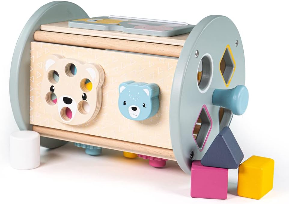 Bigjigs Toys, FSC Certified Rolling Activity Centre, Wooden Toys, Baby Activity Centres, Wooden Shape Sorter, Toddler Toys, Baby Toys, Baby Wooden Toys, Wooden Activity Cube For 1 Year Olds