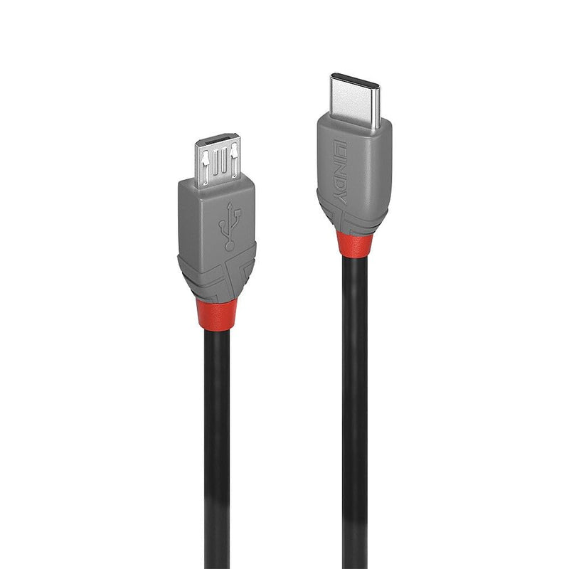 LINDY 36892 USB 2.0 Type C to Micro-B Cable, Anthra Line - Black