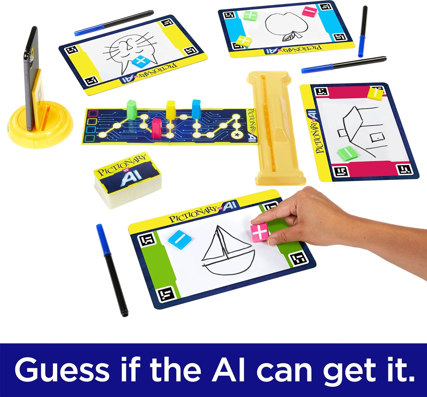 Mattel Games Pictionary VS AI, Family Board Game for Kids and Adults, Engaging Gift for Kids, Drawing Game with Artificial Intelligence for 2 to 4 Teams with Multiple Players, Ages 8 and Up, HYB09