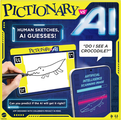 Mattel Games Pictionary VS AI, Family Board Game for Kids and Adults, Engaging Gift for Kids, Drawing Game with Artificial Intelligence for 2 to 4 Teams with Multiple Players, Ages 8 and Up, HYB09