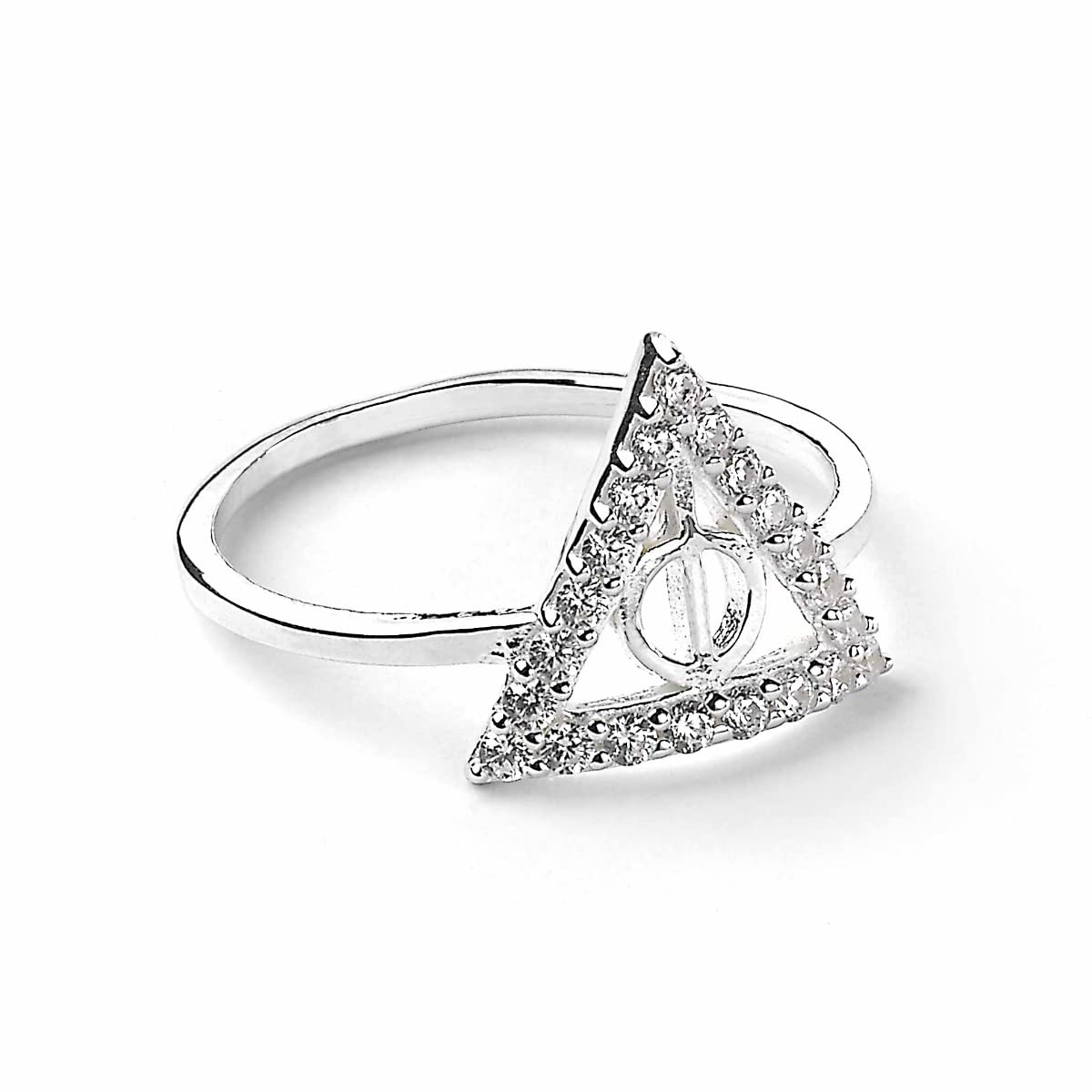 Harry Potter Sterling Silver Deathly Hallows Ring with Crystals size Extra Large - XL