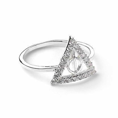 Harry Potter Sterling Silver Deathly Hallows Ring with Crystals size Extra Large - XL