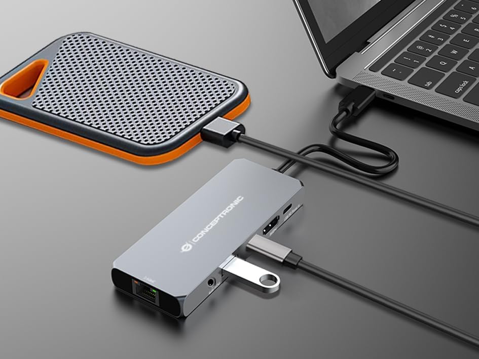 Conceptronic DONN22G 6-in-1 USB4 Docking Station, 40Gbps, 8K 60Hz HDMI, 2.5 Gigabit Ethernet Lan, USB-A 10Gbps, USB-C 10Gbps, 100W USB PD, Audio