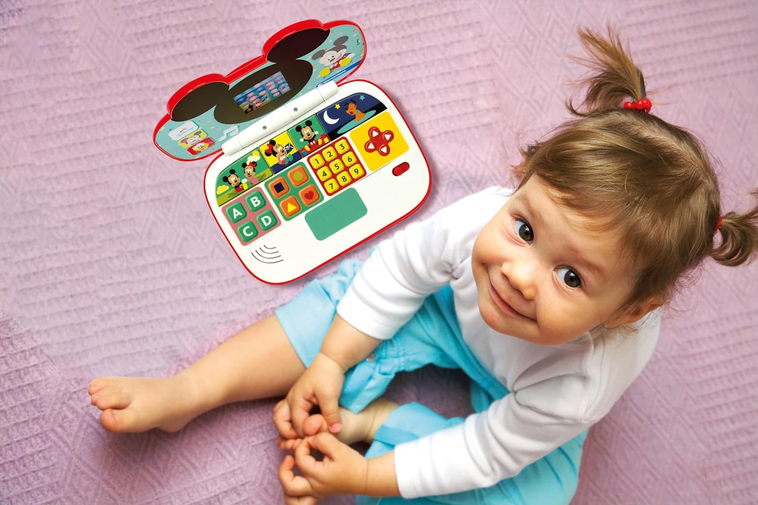 Clementoni - Disney Baby Mickey-Mein erster Laptop, elektronisches Lerncomputer, tragbar, Aktivität zum Lernen von Buchstaben und Zahlen, Kinder ab 9 Monaten, Farbe Italienisch, 17834