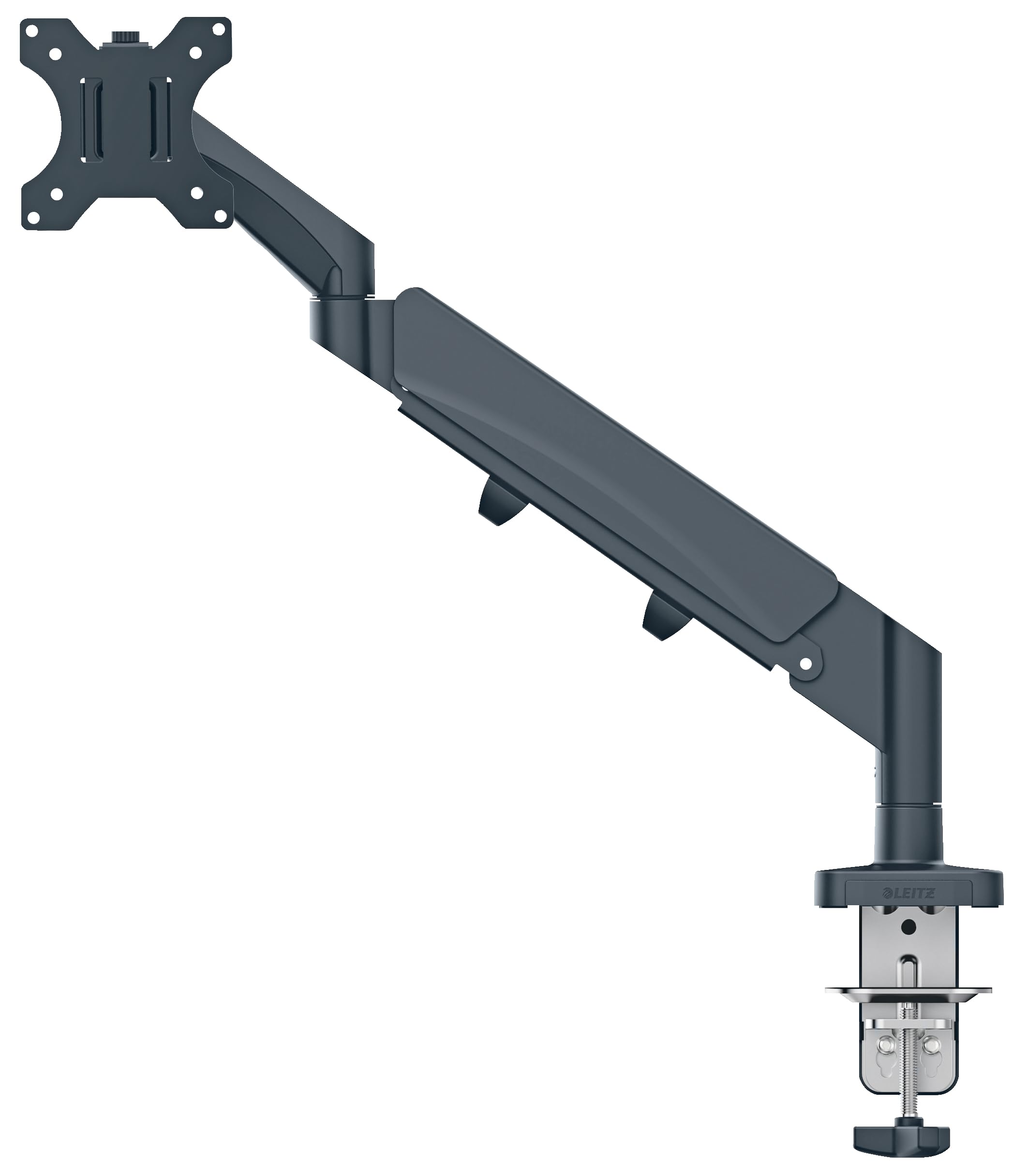 Leitz Ergo Space Saving Single Monitor Arm, Dark Grey Monitor Arm for Up to 32" Monitors, Velvet Grey, 64890089