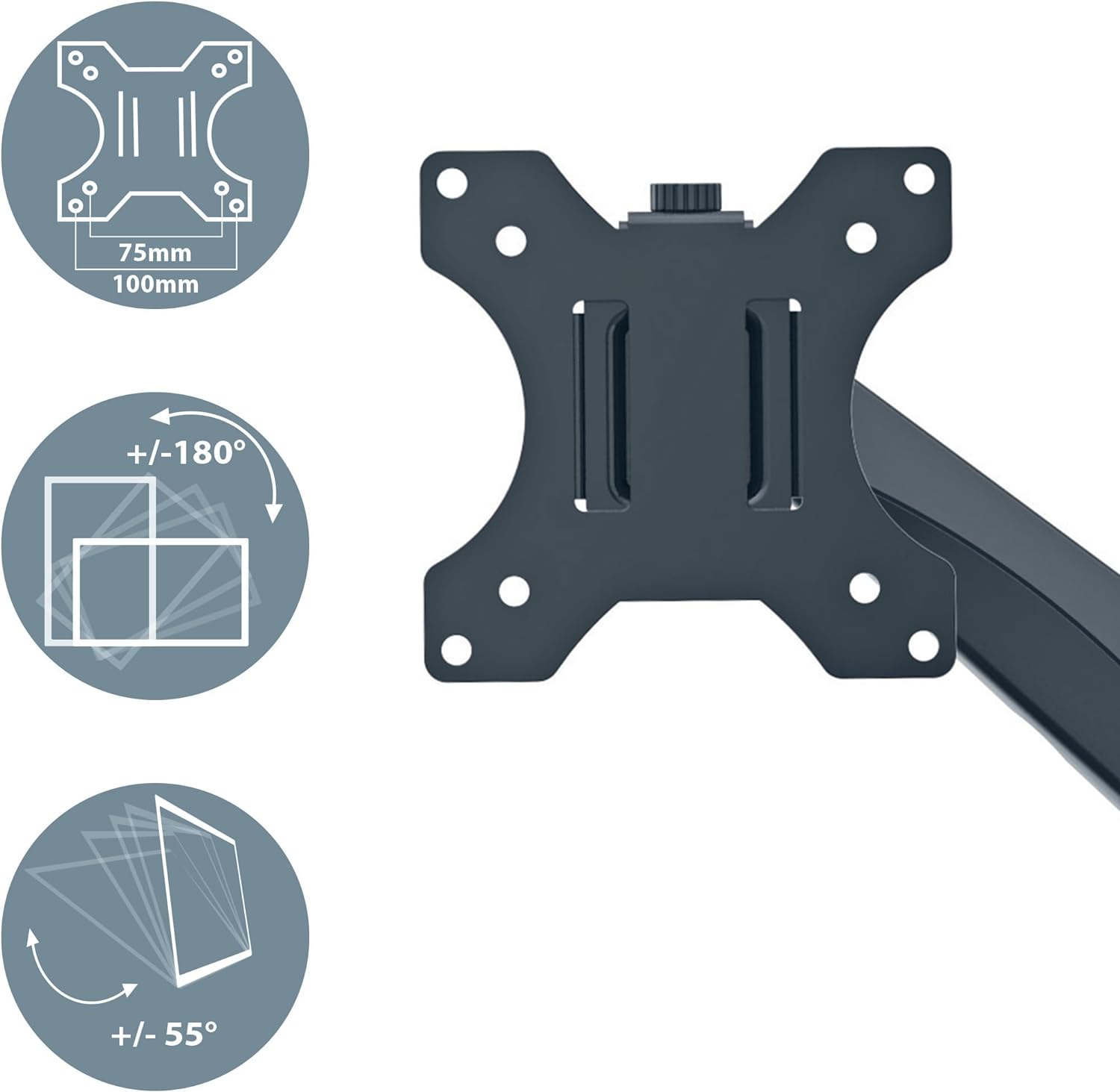 Leitz Ergo Space Saving Single Monitor Arm, Dark Grey Monitor Arm for Up to 32" Monitors, Velvet Grey, 64890089