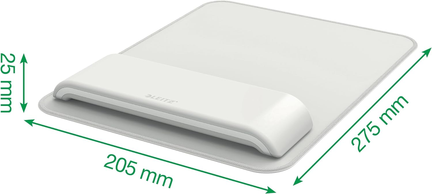 Leitz Ergo Mauspad mit verstellbarer Handgelenkauflage, zwei Höheneinstellungen, verbessert Haltung & Durchblutung, Computer-Mauspad, Für Rechts- und Linkshänder, Ergo-Serie, Hellgrau/Weiß, 65170085
