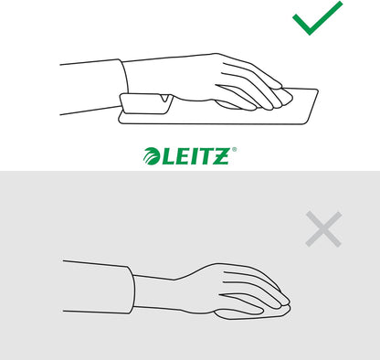 Leitz Ergo Mauspad mit verstellbarer Handgelenkauflage, zwei Höheneinstellungen, verbessert Haltung & Durchblutung, Computer-Mauspad, Für Rechts- und Linkshänder, Ergo-Serie, Hellgrau/Weiß, 65170085