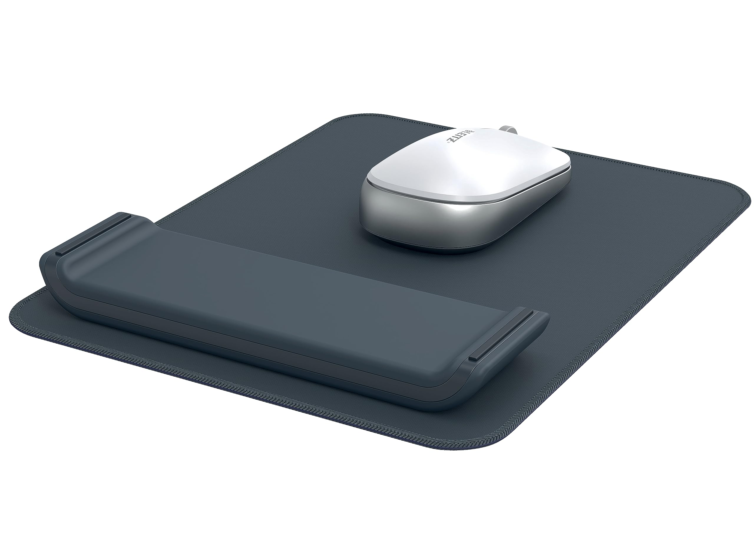 Leitz Ergo Mouse Pad with Adjustable Wrist Rest, Two Height Settings, Velvet Grey/White Computer Mouse Mat, 65170089