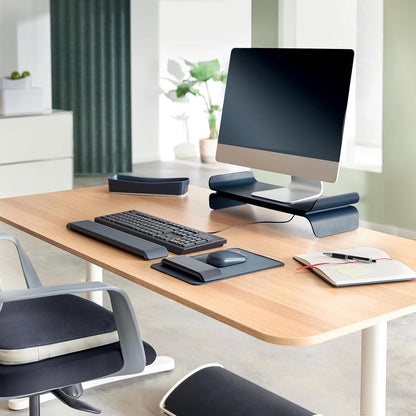 Leitz Ergo Mouse Pad with Adjustable Wrist Rest, Two Height Settings, Velvet Grey/White Computer Mouse Mat, 65170089