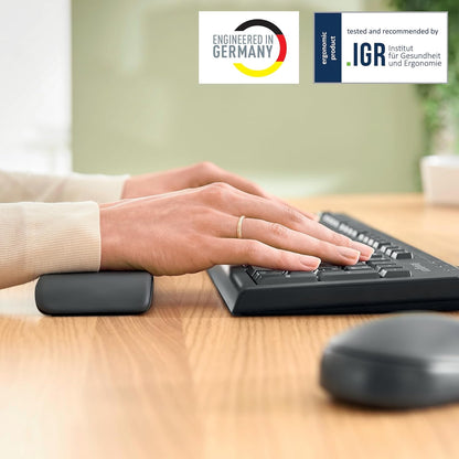 Leitz Ergo Handgelenkauflage für Tastatur, Schaumstoffgepolsterte Handgelenkstütze, Für Links- und Rechtshänder, Verbessert Haltung & Durchblutung, Ergo-Serie, Samtgrau, 65230089