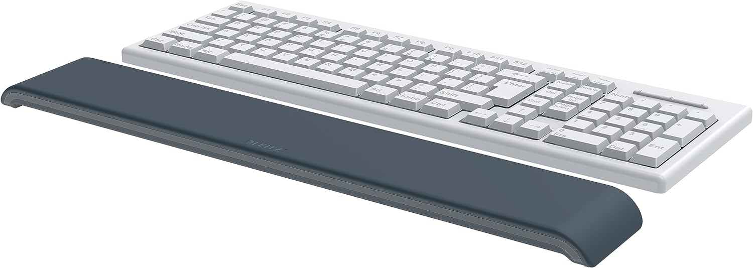 Leitz Ergo Handgelenkauflage für Tastatur, Schaumstoffgepolsterte Handgelenkstütze, Für Links- und Rechtshänder, Verbessert Haltung & Durchblutung, Ergo-Serie, Samtgrau, 65230089