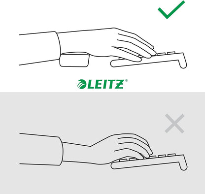 Leitz Ergo Handgelenkauflage für Tastatur, Schaumstoffgepolsterte Handgelenkstütze, Für Links- und Rechtshänder, Verbessert Haltung & Durchblutung, Ergo-Serie, Samtgrau, 65230089