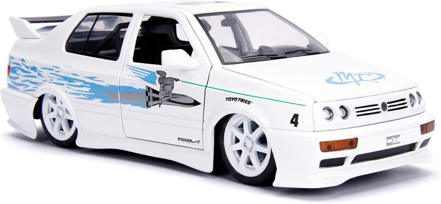 Jada 253203025 The Fast And The Furious 1:24 F&F Jesses VW Jetta, White/Blue