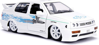 Jada 253203025 The Fast And The Furious 1:24 F&F Jesses VW Jetta, White/Blue