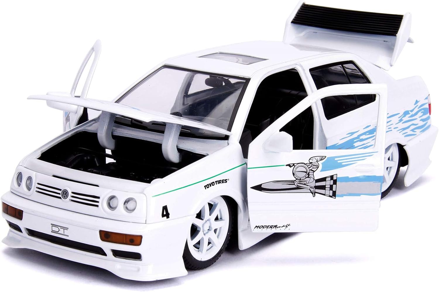 Jada 253203025 The Fast And The Furious 1:24 F&F Jesses VW Jetta, White/Blue