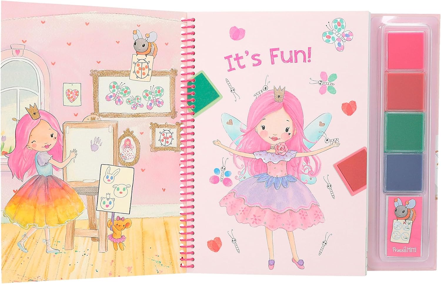 Depesche Princess Mimi -Fingerprint Fun Coloring Book for Kids aged 4 and up, Includes 4 Ink Pads