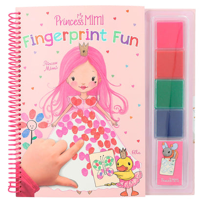 Depesche Princess Mimi -Fingerprint Fun Coloring Book for Kids aged 4 and up, Includes 4 Ink Pads
