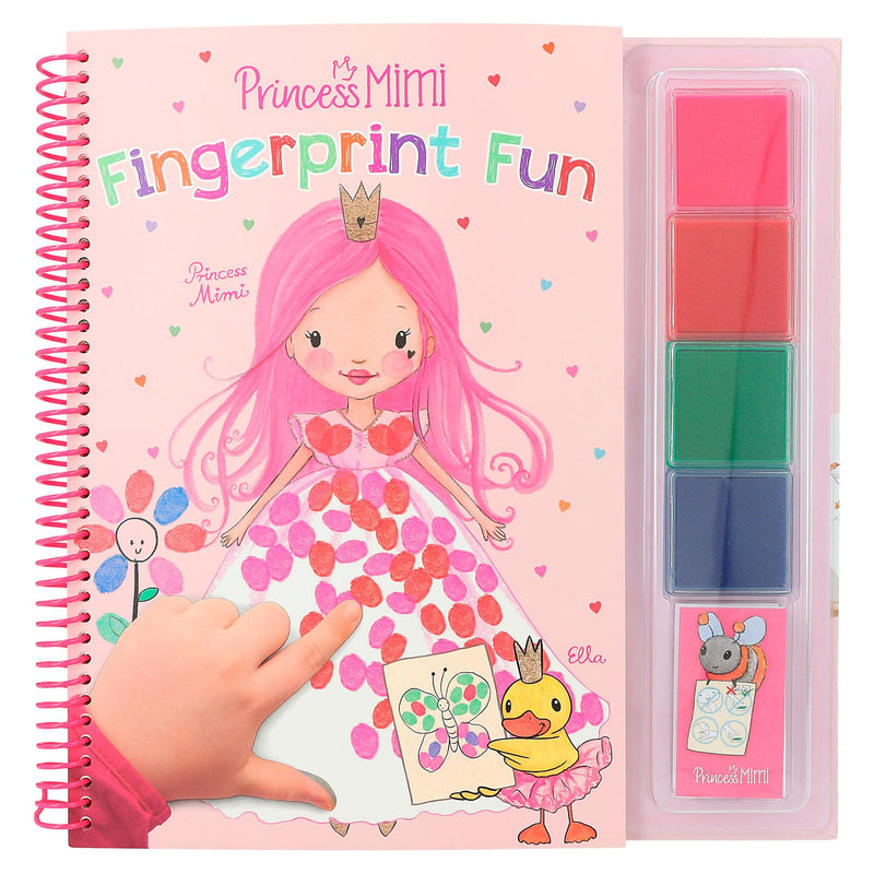 Depesche Princess Mimi -Fingerprint Fun Coloring Book for Kids aged 4 and up, Includes 4 Ink Pads