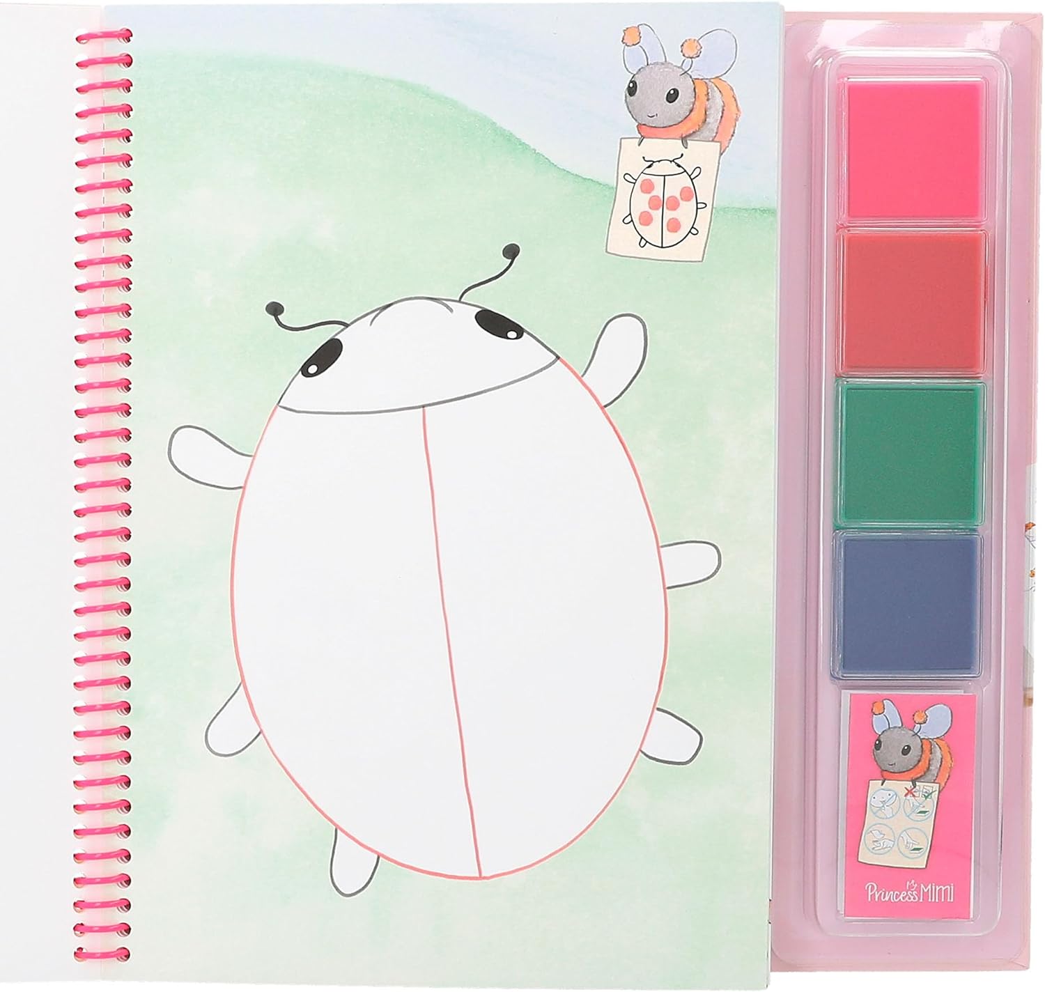 Depesche Princess Mimi -Fingerprint Fun Coloring Book for Kids aged 4 and up, Includes 4 Ink Pads