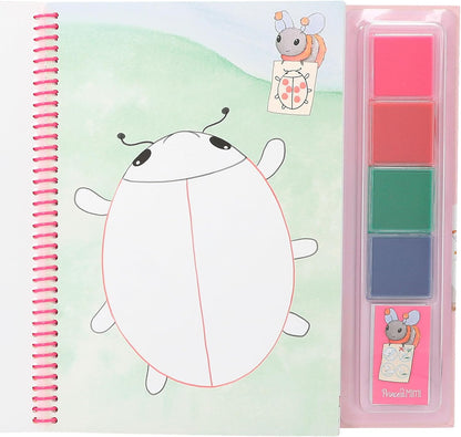 Depesche Princess Mimi -Fingerprint Fun Coloring Book for Kids aged 4 and up, Includes 4 Ink Pads