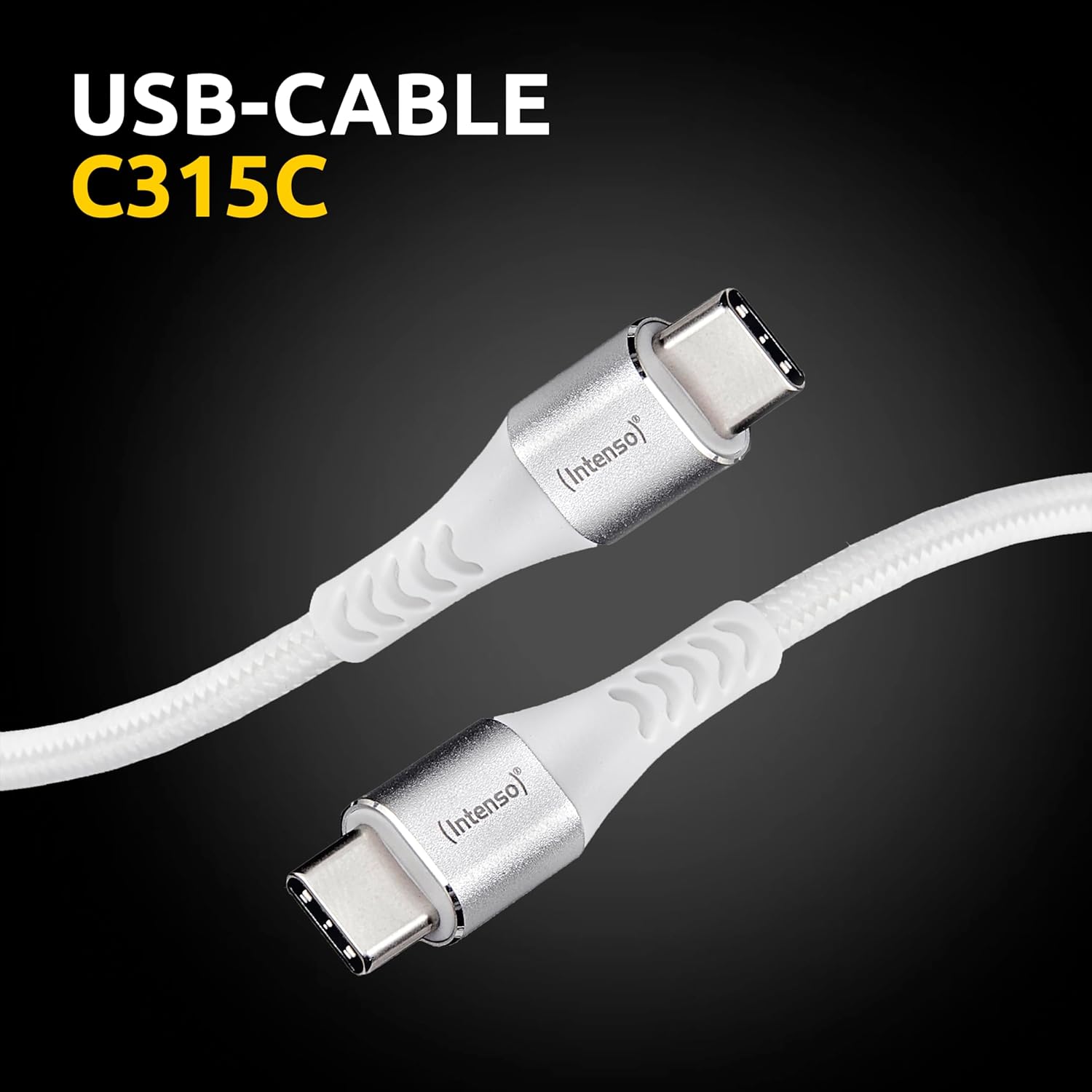 Intenso USB-Cable C315C, USB-C auf USB-C Daten- und Ladekabel, Power Delivery mit bis zu 60 Watt, Nylon, 1.5 Meter, weiß