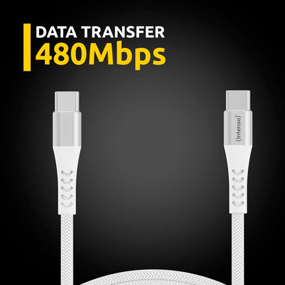 Intenso USB-Cable C315C, USB-C auf USB-C Daten- und Ladekabel, Power Delivery mit bis zu 60 Watt, Nylon, 1.5 Meter, weiß