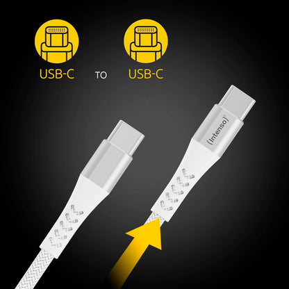 Intenso USB-Cable C315C, USB-C auf USB-C Daten- und Ladekabel, Power Delivery mit bis zu 60 Watt, Nylon, 1.5 Meter, weiß