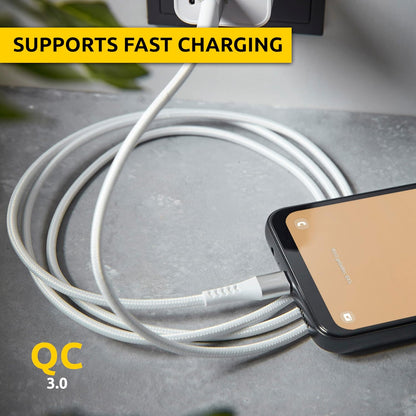 Intenso USB-Cable A315C, USB-A auf USB-C Daten- und Ladekabel, Quick Charge mit bis zu 60 Watt, Nylon, 1.5 Meter, weiß