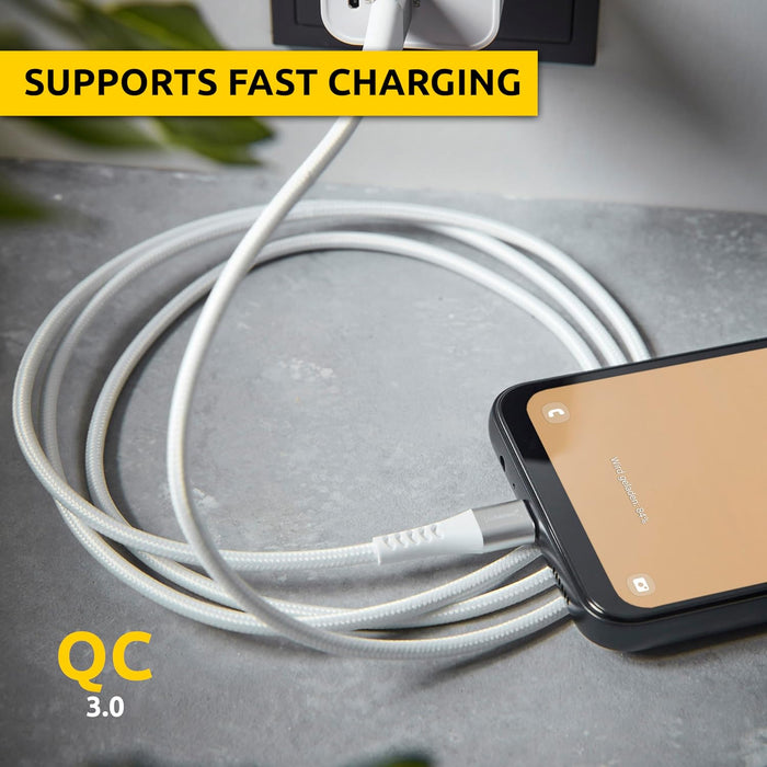 Intenso USB-Cable A315C, USB-A auf USB-C Daten- und Ladekabel, Quick Charge mit bis zu 60 Watt, Nylon, 1.5 Meter, weiß