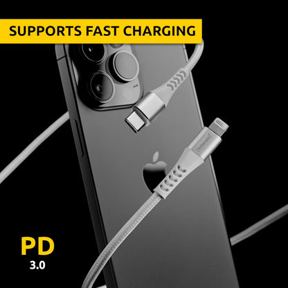 Intenso USB C315L USB C to Lightning Data and Charging Cable, Power Delivery with Up to 60 Watt, Nylon, 1.5 m, White