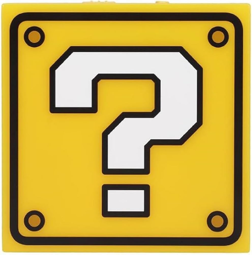Paladone Super Mario Question Block Night Light - Officially Licensed Nintendo, Auto Night Sensor and Portable with Wall Adhesive, Retro Gift for Gamers