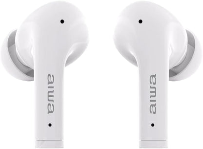 Aiwa EBTW-888ANC/WT (UK) White Diamond Pods, True Wireless In Ear Headphones (TWS) with Active noise cancelling, HD, Voice Assist, Gaming Mode, Hands free Call, Waterproof/White